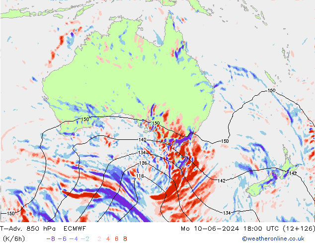 T-Adv. 850 hPa ECMWF Mo 10.06.2024 18 UTC