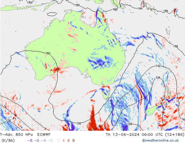 T-Adv. 850 гПа ECMWF чт 13.06.2024 06 UTC