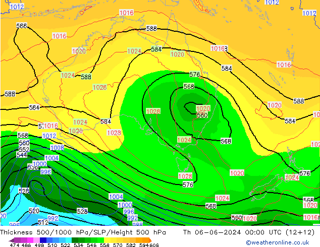 Schichtdicke 500-1000 hPa ECMWF Do 06.06.2024 00 UTC