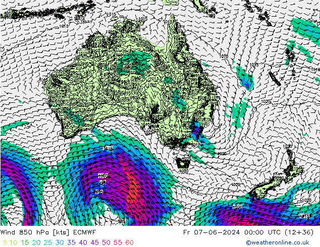 Wind 850 hPa ECMWF Pá 07.06.2024 00 UTC