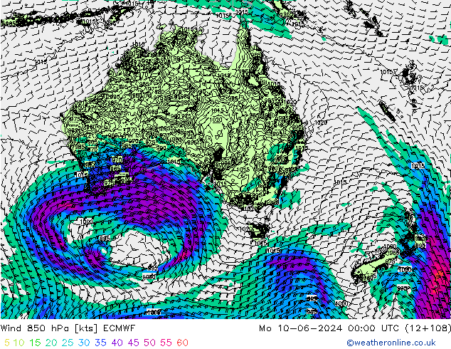 Wind 850 hPa ECMWF Mo 10.06.2024 00 UTC