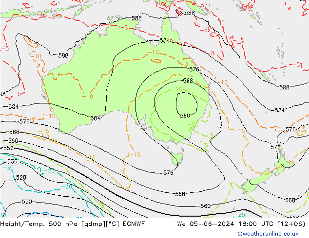 Z500/Rain (+SLP)/Z850 ECMWF mié 05.06.2024 18 UTC