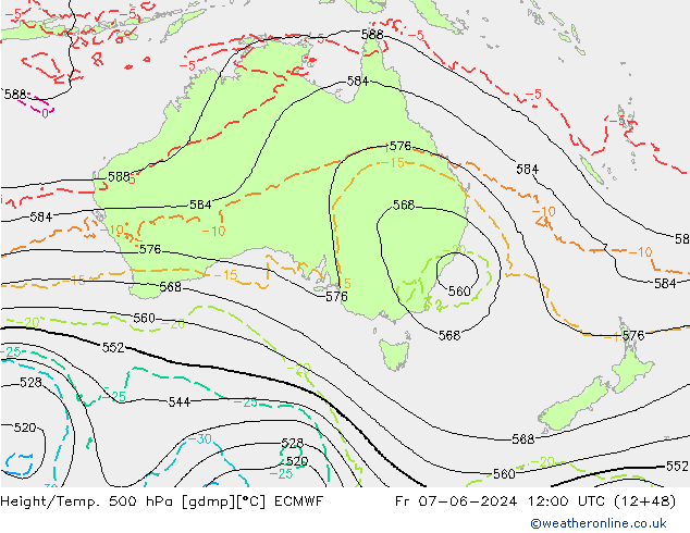 Z500/Yağmur (+YB)/Z850 ECMWF Cu 07.06.2024 12 UTC