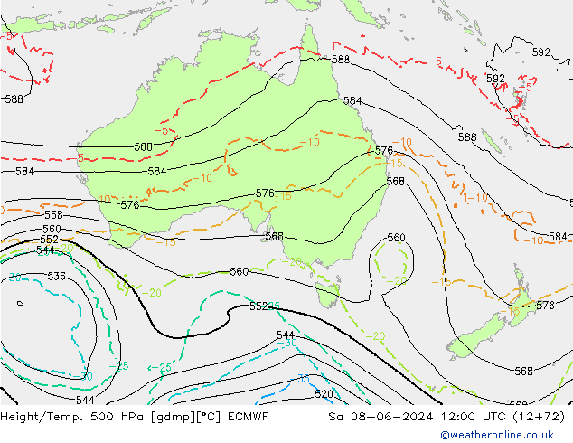 Z500/Rain (+SLP)/Z850 ECMWF sab 08.06.2024 12 UTC