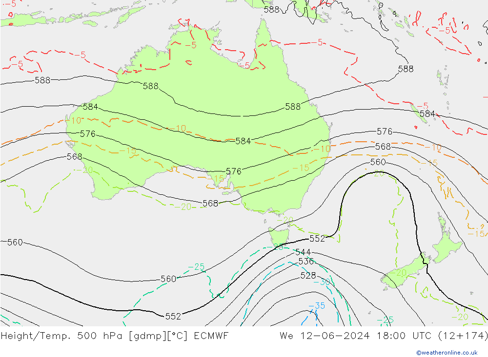 Z500/Yağmur (+YB)/Z850 ECMWF Çar 12.06.2024 18 UTC