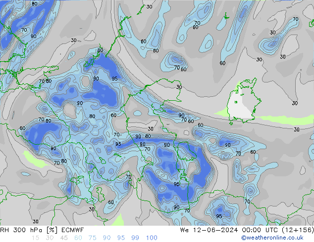 RH 300 hPa ECMWF St 12.06.2024 00 UTC