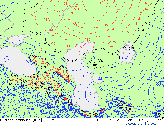 Presión superficial ECMWF mar 11.06.2024 12 UTC