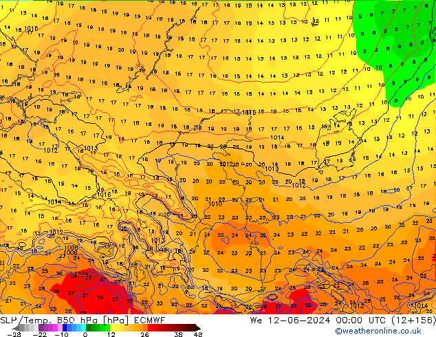 SLP/Temp. 850 hPa ECMWF We 12.06.2024 00 UTC