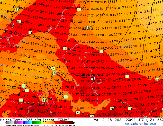 Height/Temp. 925 hPa ECMWF St 12.06.2024 00 UTC