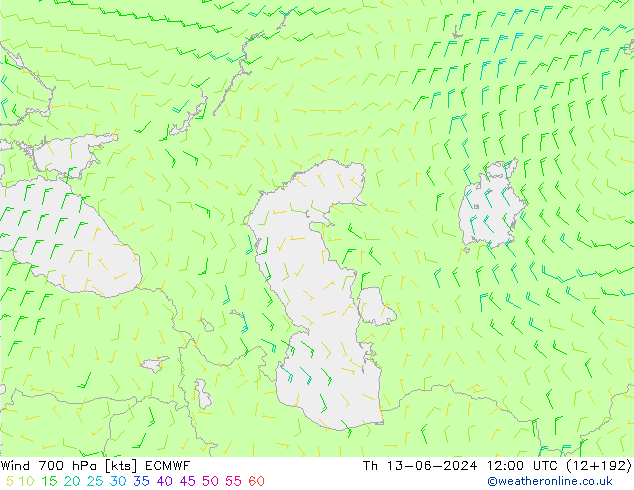 Rüzgar 700 hPa ECMWF Per 13.06.2024 12 UTC