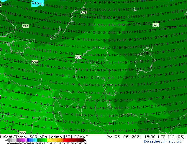 Height/Temp. 500 hPa ECMWF We 05.06.2024 18 UTC