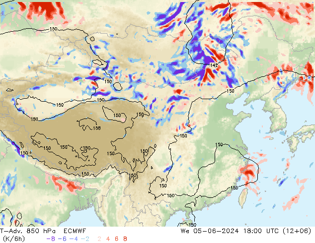 T-Adv. 850 hPa ECMWF We 05.06.2024 18 UTC