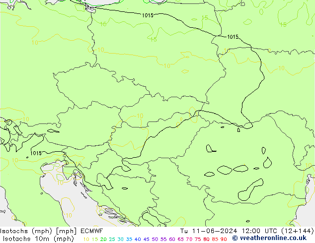 Isotaca (mph) ECMWF mar 11.06.2024 12 UTC