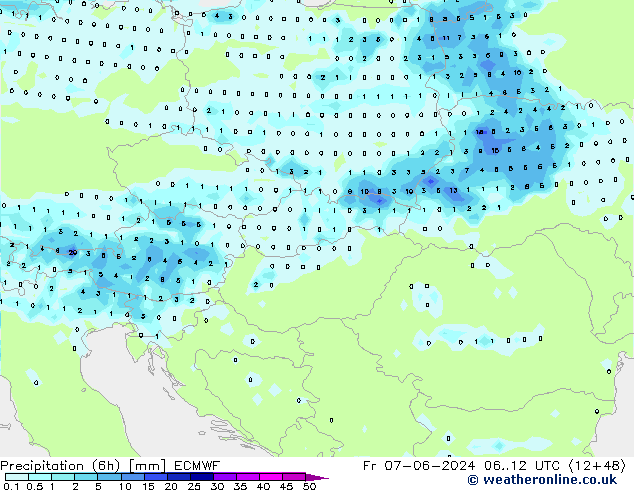 Z500/Rain (+SLP)/Z850 ECMWF Fr 07.06.2024 12 UTC