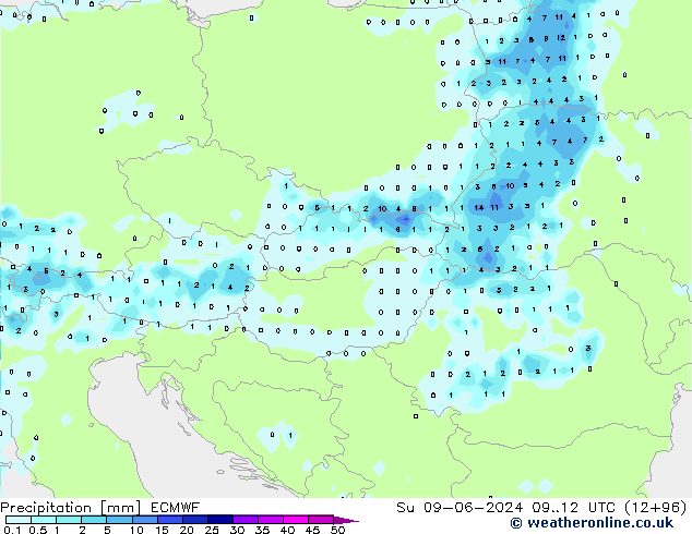 Yağış ECMWF Paz 09.06.2024 12 UTC