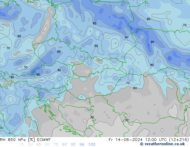 RH 850 hPa ECMWF  14.06.2024 12 UTC