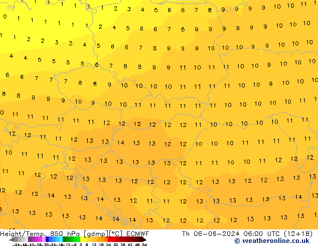 Z500/Yağmur (+YB)/Z850 ECMWF Per 06.06.2024 06 UTC