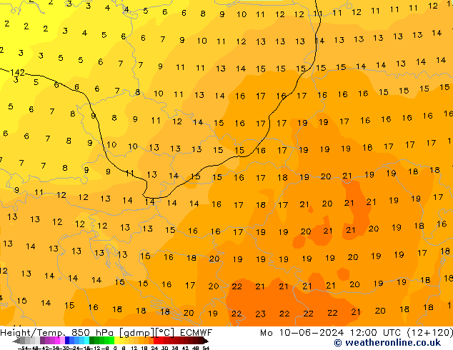 Z500/Rain (+SLP)/Z850 ECMWF Po 10.06.2024 12 UTC