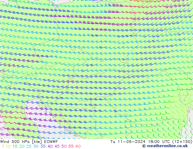 Viento 500 hPa ECMWF mar 11.06.2024 18 UTC