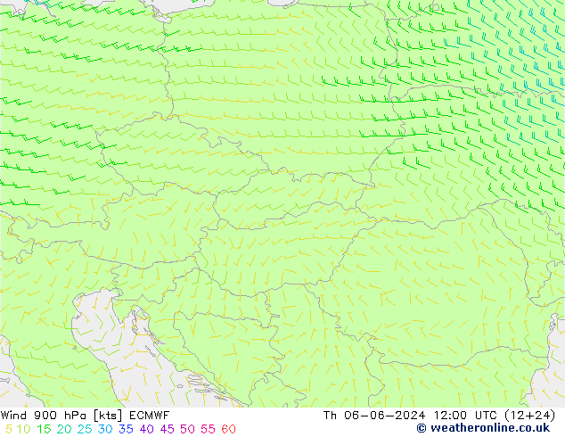 ветер 900 гПа ECMWF чт 06.06.2024 12 UTC