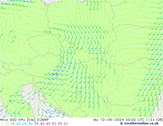 Vent 900 hPa ECMWF lun 10.06.2024 00 UTC