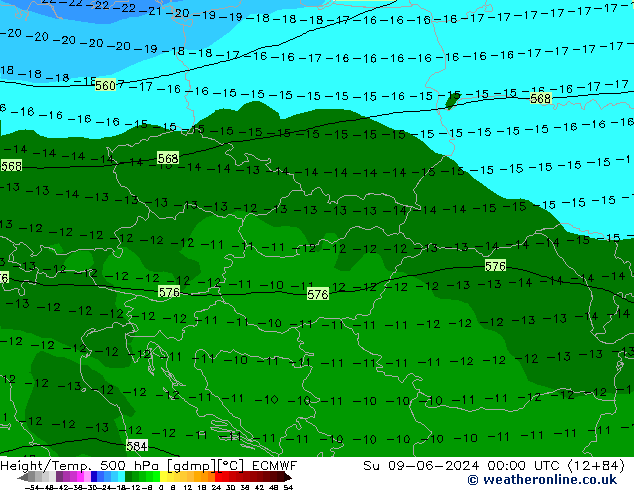 Z500/Rain (+SLP)/Z850 ECMWF Su 09.06.2024 00 UTC