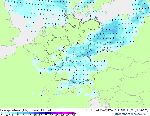 Z500/Rain (+SLP)/Z850 ECMWF 星期四 06.06.2024 00 UTC