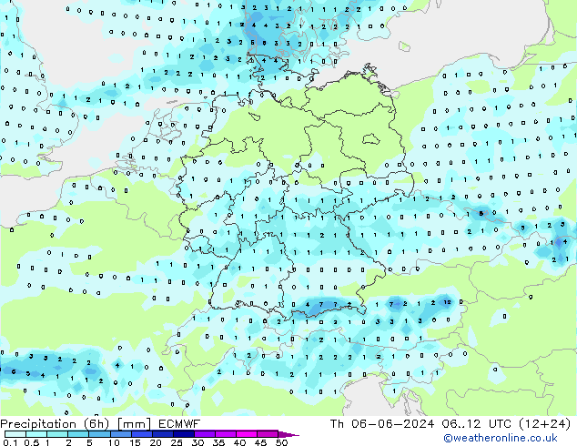 Z500/Rain (+SLP)/Z850 ECMWF jeu 06.06.2024 12 UTC