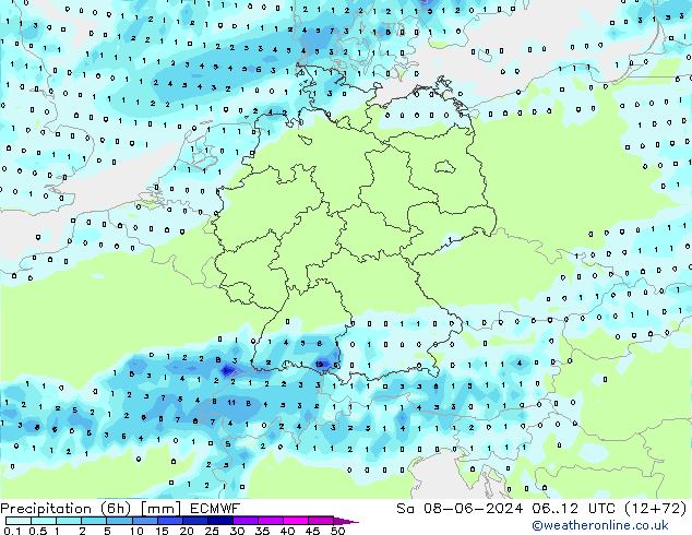 Z500/Rain (+SLP)/Z850 ECMWF Sa 08.06.2024 12 UTC