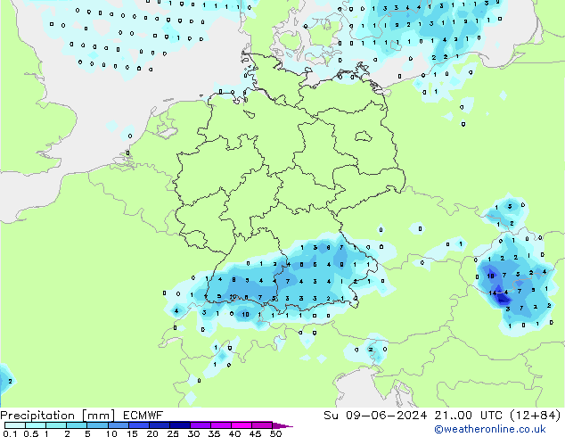 Precipitación ECMWF dom 09.06.2024 00 UTC