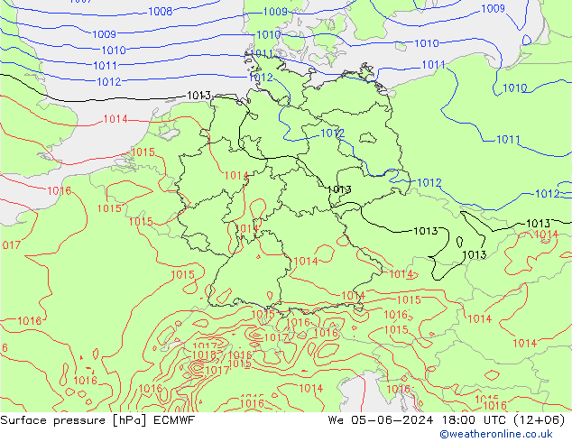 pressão do solo ECMWF Qua 05.06.2024 18 UTC