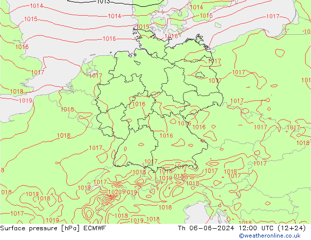 Pressione al suolo ECMWF gio 06.06.2024 12 UTC