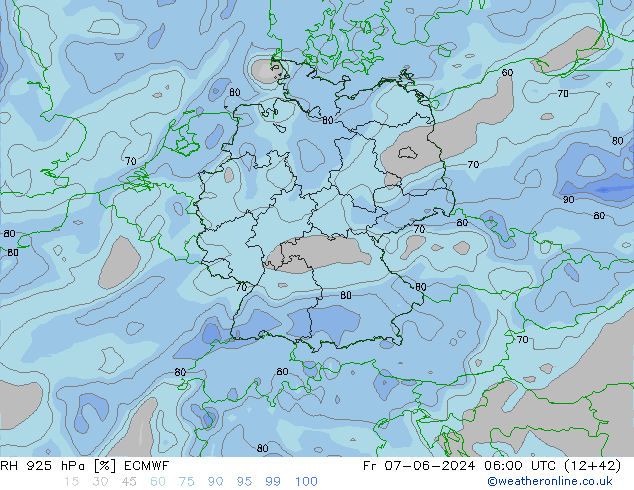 RH 925 hPa ECMWF Pá 07.06.2024 06 UTC