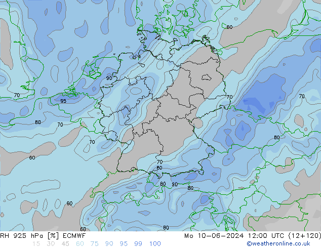 RH 925 hPa ECMWF Mo 10.06.2024 12 UTC