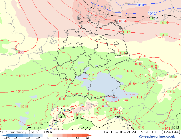 Drucktendenz ECMWF Di 11.06.2024 12 UTC