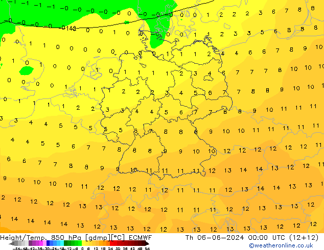 Z500/Rain (+SLP)/Z850 ECMWF 星期四 06.06.2024 00 UTC