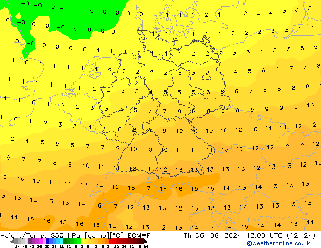 Z500/Rain (+SLP)/Z850 ECMWF jeu 06.06.2024 12 UTC