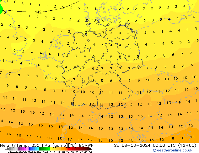 Z500/Rain (+SLP)/Z850 ECMWF So 08.06.2024 00 UTC