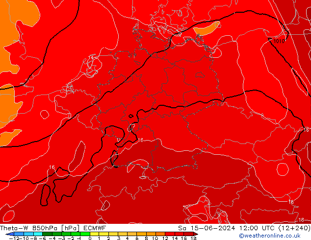 Theta-W 850hPa ECMWF So 15.06.2024 12 UTC