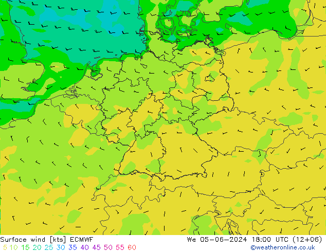 Bodenwind ECMWF Mi 05.06.2024 18 UTC