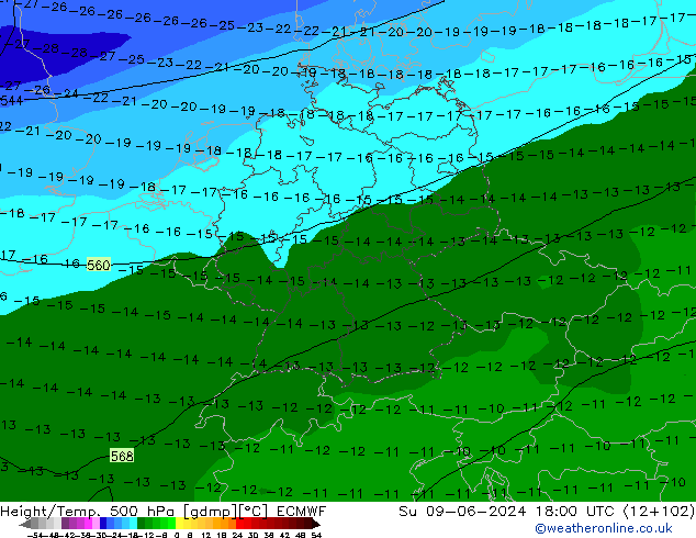 Z500/Rain (+SLP)/Z850 ECMWF dim 09.06.2024 18 UTC