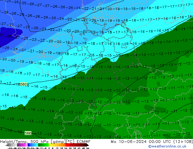 Z500/Rain (+SLP)/Z850 ECMWF пн 10.06.2024 00 UTC