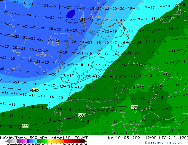 Z500/Regen(+SLP)/Z850 ECMWF ma 10.06.2024 12 UTC