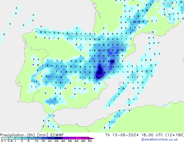 Z500/Rain (+SLP)/Z850 ECMWF Do 13.06.2024 00 UTC