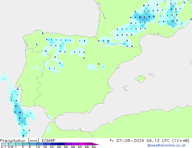 Precipitation ECMWF Fr 07.06.2024 12 UTC