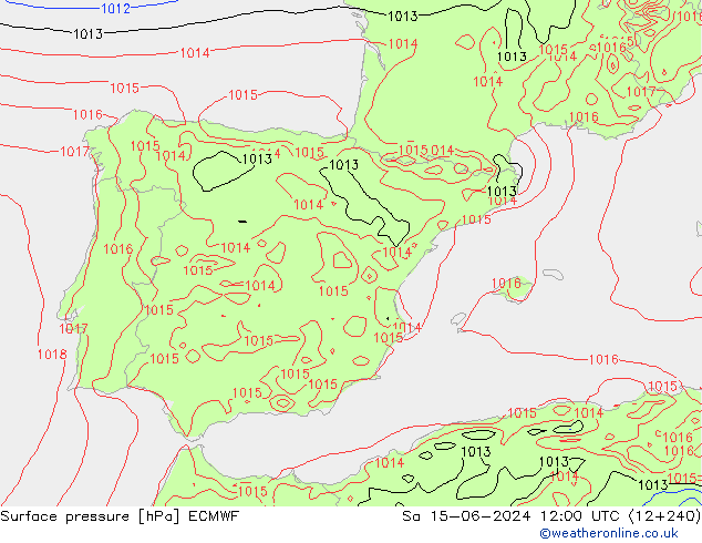 Luchtdruk (Grond) ECMWF za 15.06.2024 12 UTC