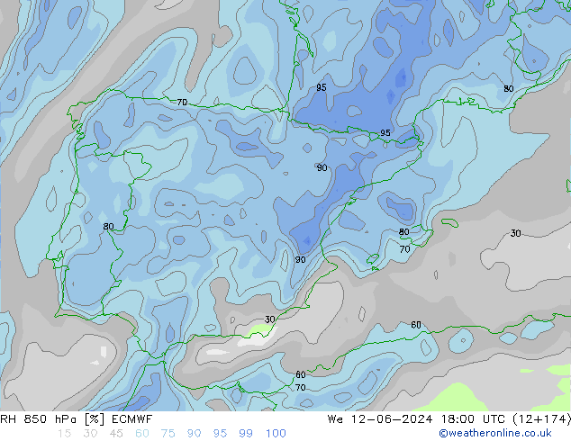 RV 850 hPa ECMWF wo 12.06.2024 18 UTC