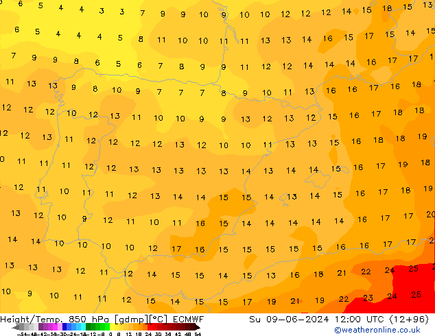 Z500/Rain (+SLP)/Z850 ECMWF Вс 09.06.2024 12 UTC