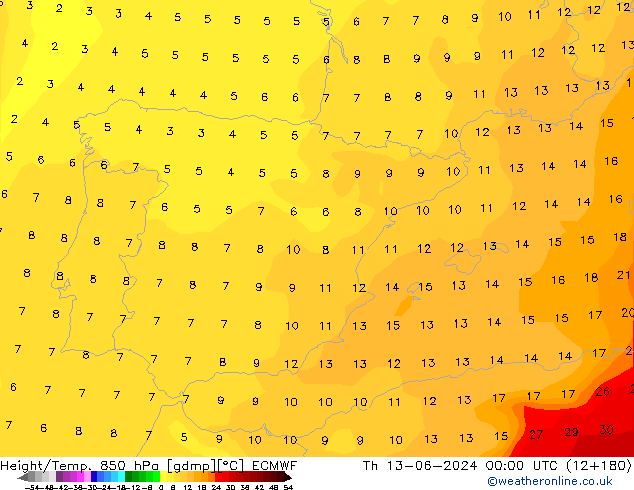 Z500/Rain (+SLP)/Z850 ECMWF Do 13.06.2024 00 UTC