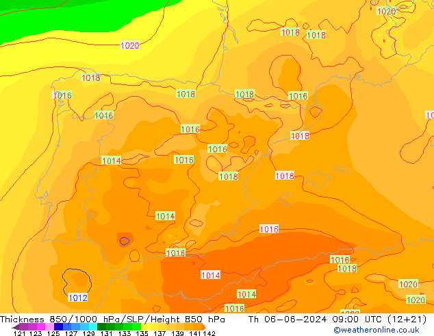 Thck 850-1000 hPa ECMWF  06.06.2024 09 UTC